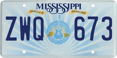 MS license plate ZWQ673