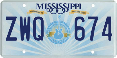 MS license plate ZWQ674