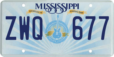 MS license plate ZWQ677
