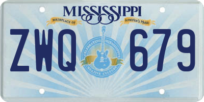 MS license plate ZWQ679