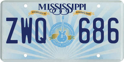 MS license plate ZWQ686