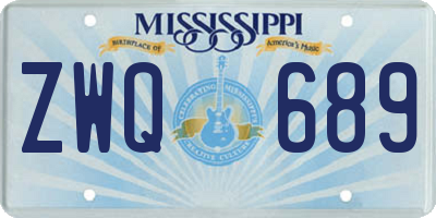 MS license plate ZWQ689