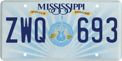 MS license plate ZWQ693