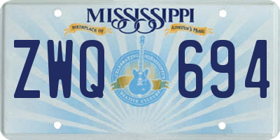 MS license plate ZWQ694