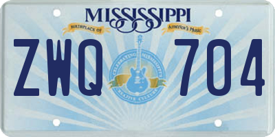 MS license plate ZWQ704