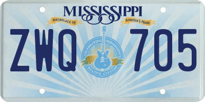 MS license plate ZWQ705