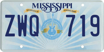 MS license plate ZWQ719