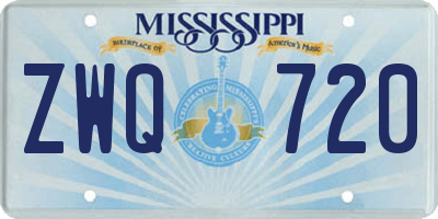 MS license plate ZWQ720