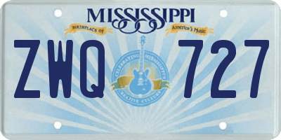MS license plate ZWQ727