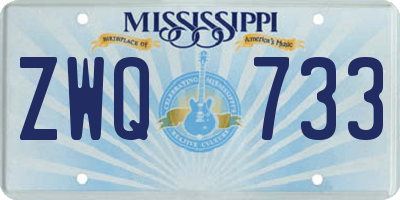MS license plate ZWQ733