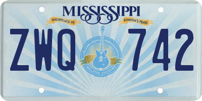 MS license plate ZWQ742