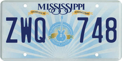 MS license plate ZWQ748