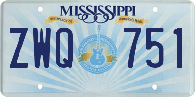 MS license plate ZWQ751