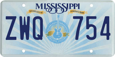 MS license plate ZWQ754