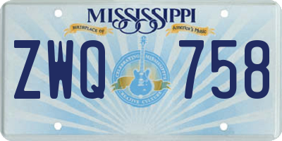 MS license plate ZWQ758