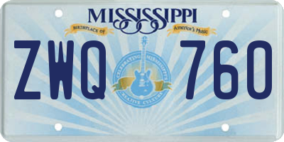MS license plate ZWQ760