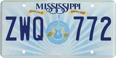 MS license plate ZWQ772