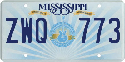 MS license plate ZWQ773