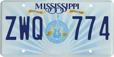 MS license plate ZWQ774