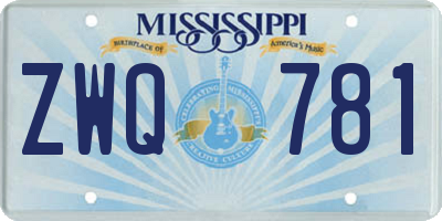 MS license plate ZWQ781