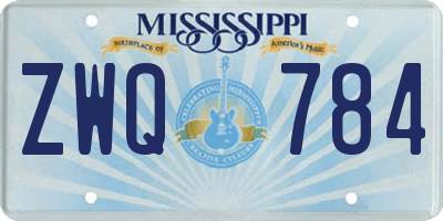 MS license plate ZWQ784