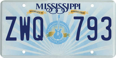 MS license plate ZWQ793