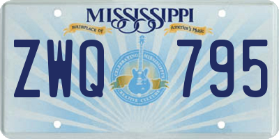 MS license plate ZWQ795