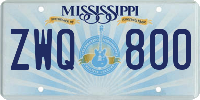 MS license plate ZWQ800