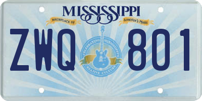 MS license plate ZWQ801