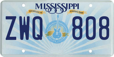MS license plate ZWQ808
