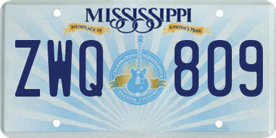 MS license plate ZWQ809
