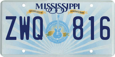 MS license plate ZWQ816