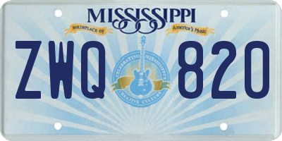 MS license plate ZWQ820