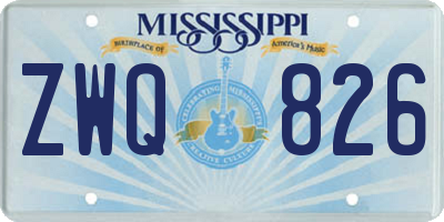 MS license plate ZWQ826