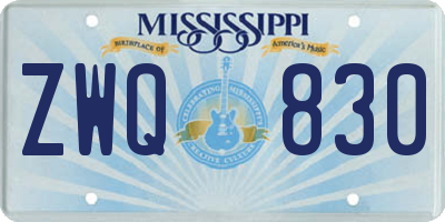 MS license plate ZWQ830