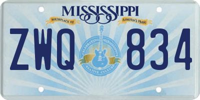 MS license plate ZWQ834