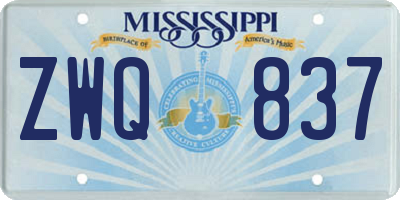 MS license plate ZWQ837