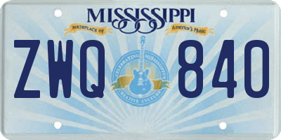 MS license plate ZWQ840