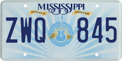 MS license plate ZWQ845
