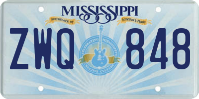 MS license plate ZWQ848