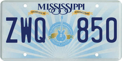 MS license plate ZWQ850