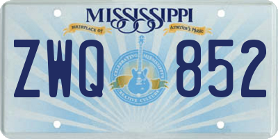MS license plate ZWQ852