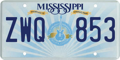 MS license plate ZWQ853