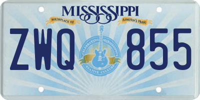 MS license plate ZWQ855