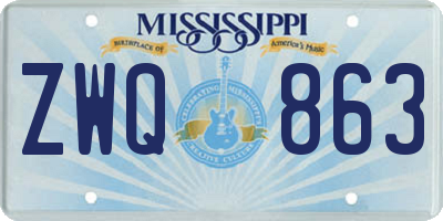 MS license plate ZWQ863