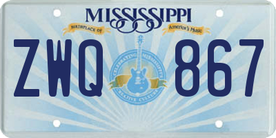 MS license plate ZWQ867