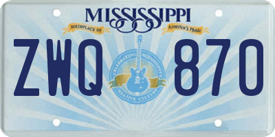MS license plate ZWQ870