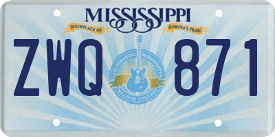 MS license plate ZWQ871