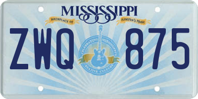 MS license plate ZWQ875