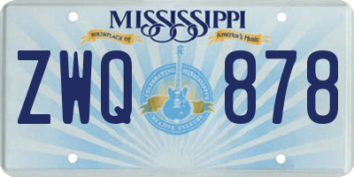 MS license plate ZWQ878